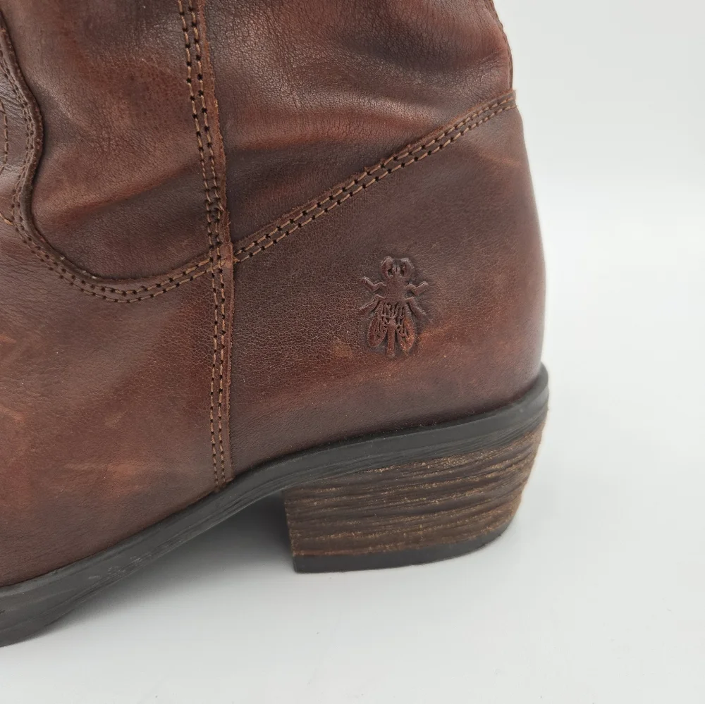 Fly London Brown Leather Knee-High Boots Size 38